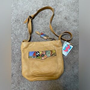 NWT Graceful Handcrafted “One of a kind “ burnt,painted Calfskin design.